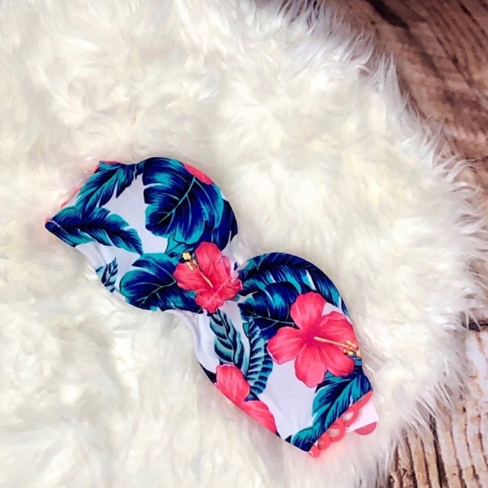 Tropical Bandeau Swimsuit Bikini Top